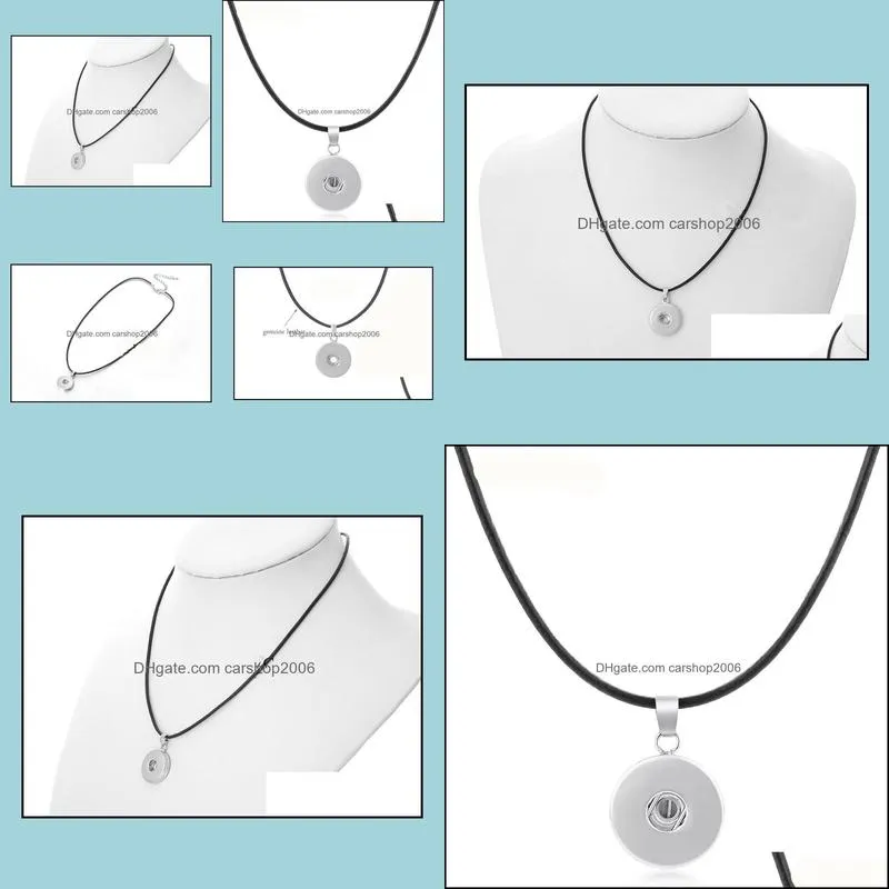 Fashion Women Alloy Necklace 18mm Ginger Snap Button Charm Pendant Necklace Interchangeable Jewelry