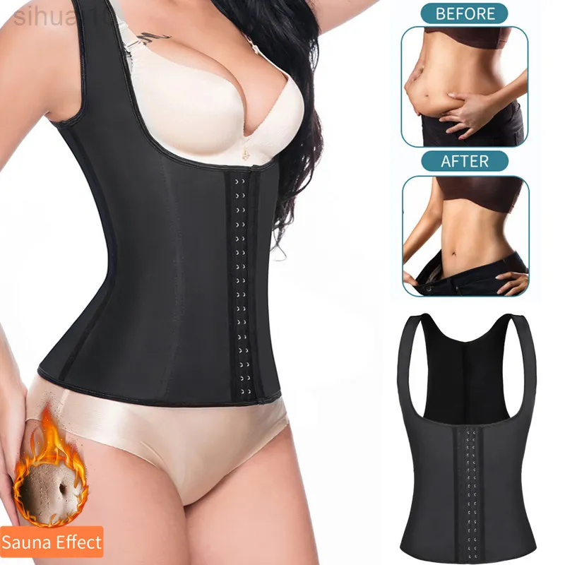 Waist Trainer Weight Loss Slim Vest Woman Tummy Slimming Sheath Body Shaper Shapewear Latex Belly Shapers Corset L220802