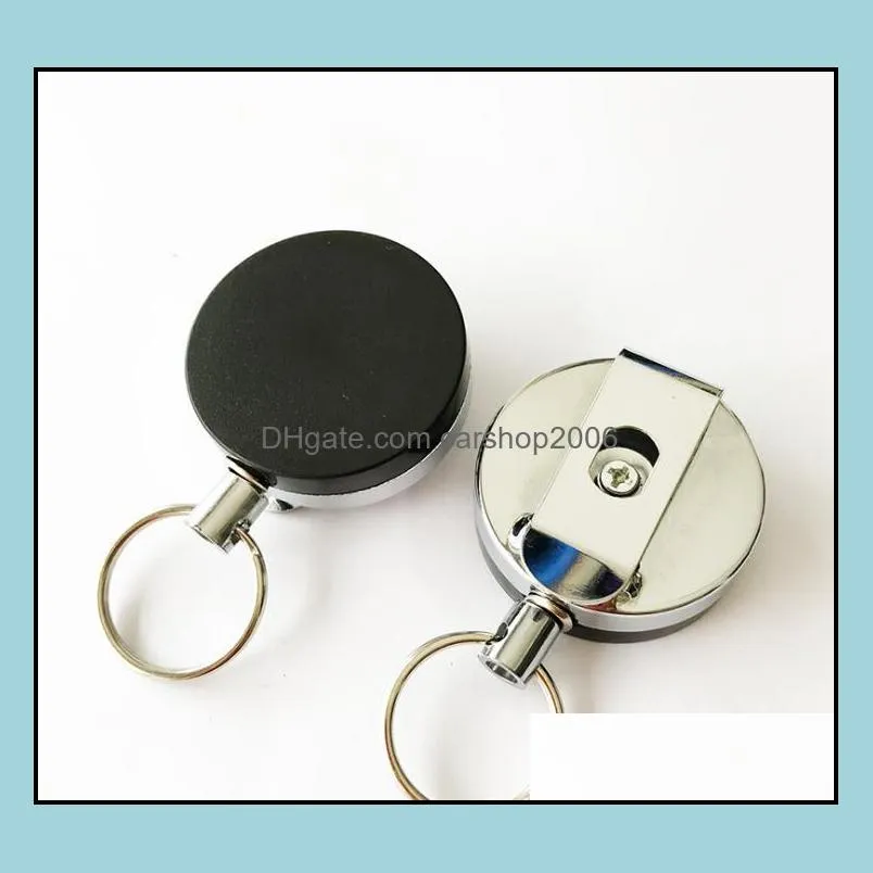retractable metal card badge holder steel recoil ring belt clip pull key chain search  metal buckle gift sn3095