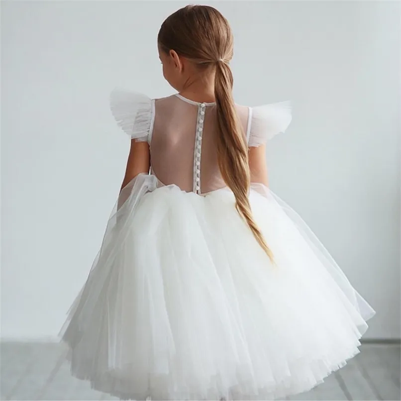 Teenage Girls Dress Children's Clothing Party Elegant Princess Long Tulle Baby Kids Lace Wedding Ceremony Dresses 220422