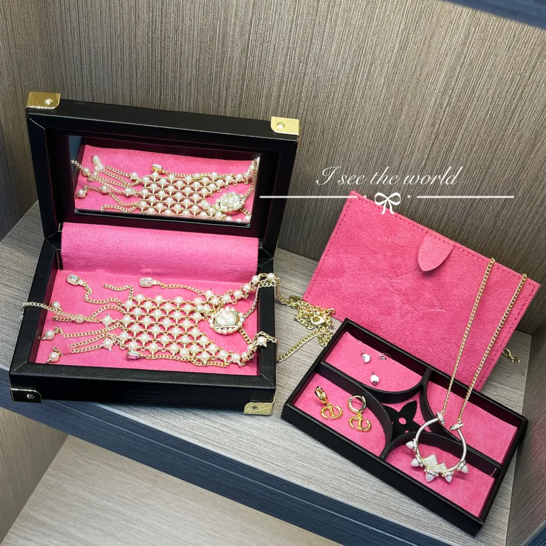 Ilivi Monogram Black Diamond Mönster smycken Box Collectible Storage Classical Multi Purpose Makeup Case Organizer Fashion Gift