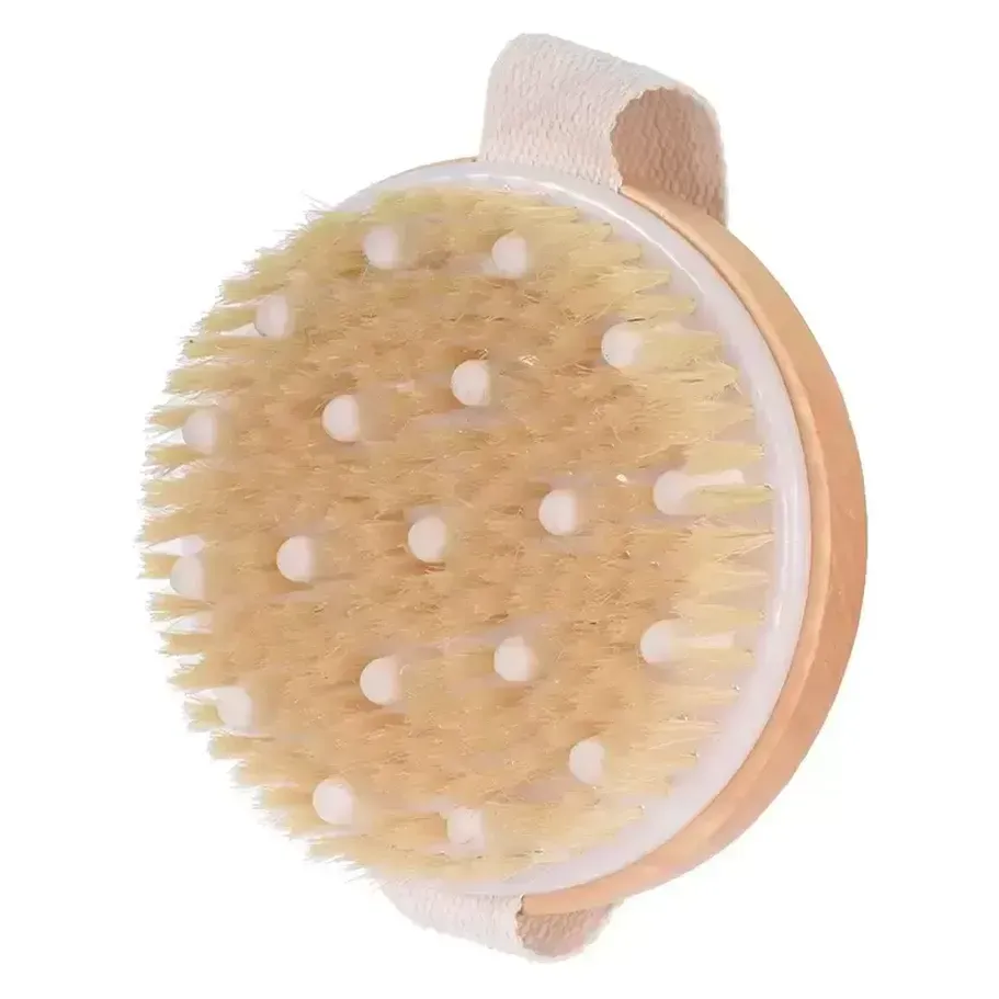 Brosse corporelle pour brossage humide ou sec les poils naturels avec des nœuds de massage exfoliants améliorer la circulation C0802