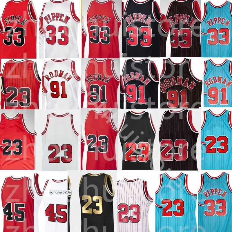 Scottie 91 Dennis Pippen Rodman Jerseys Groothandel Derrick Black 1 Rose Jersey Black Red Stripe White Jerseys