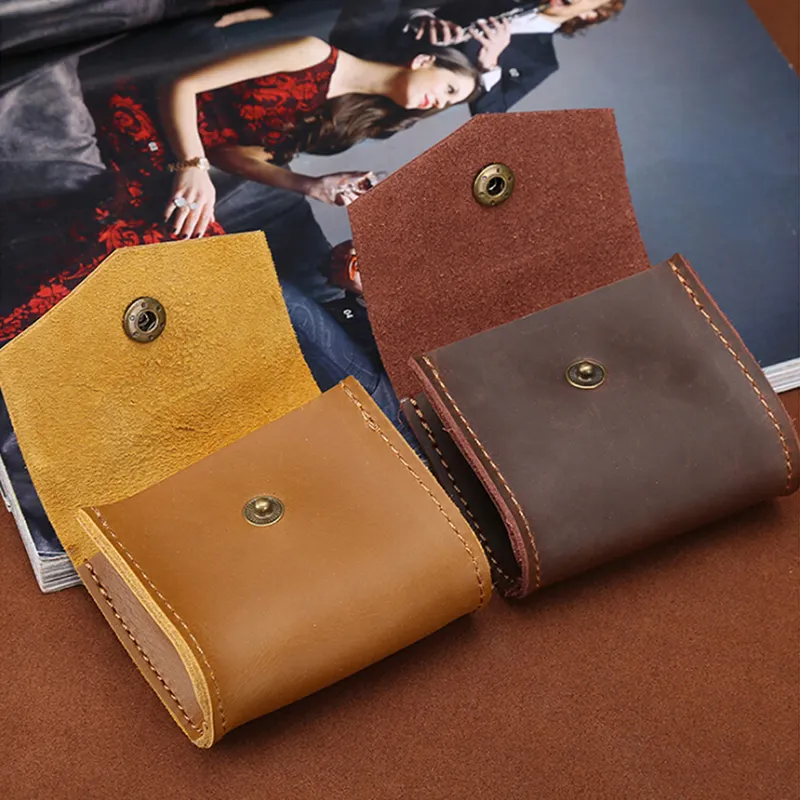 Mens leather wallet with coin pocket top