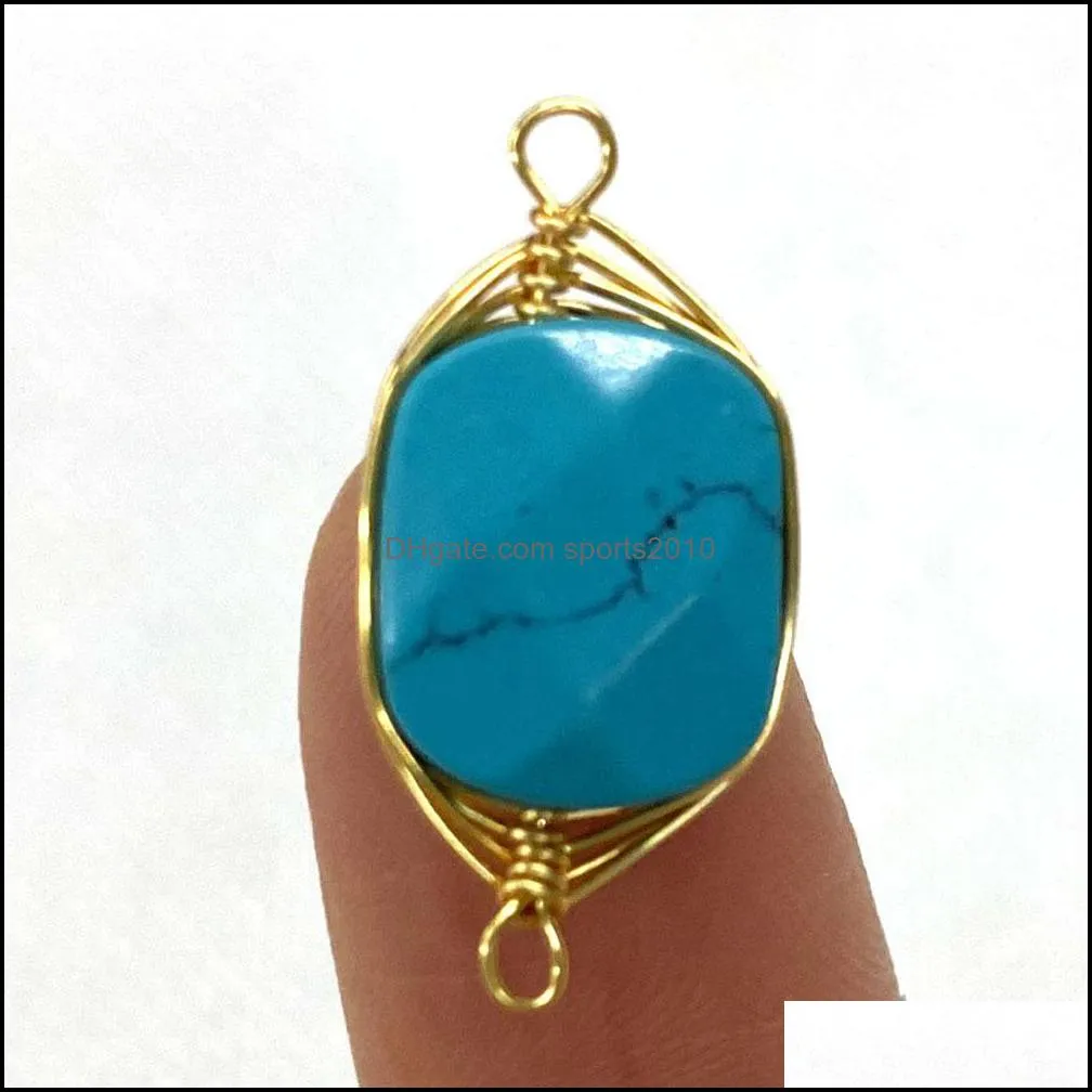 11x22mm gold wire wrap natural crystal stone twine charms rose quartz pendants trendy for jewelry making sports2010