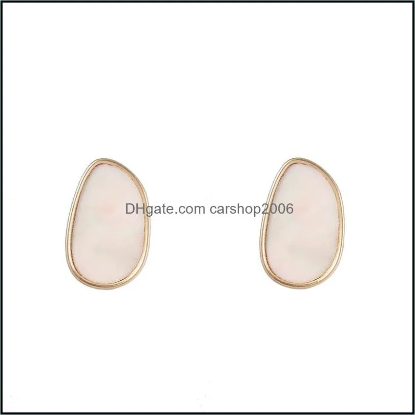 oval abalone shell paper stud earrings mini brand geometric simple earrings for women jewelry