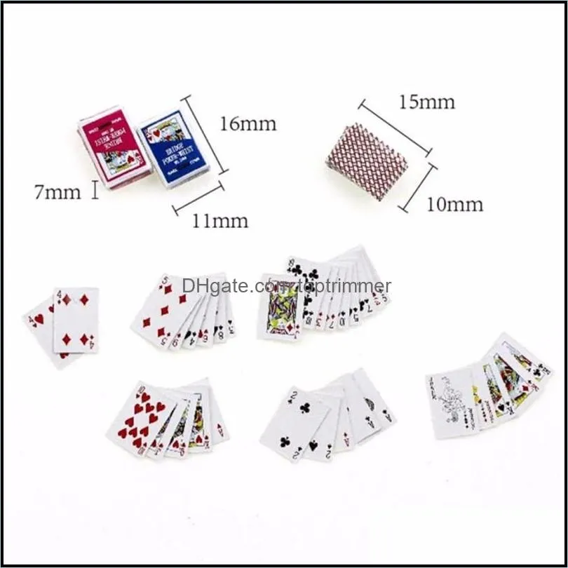 1:12 Cute Mini Doll house Playing Cards Games Poker Miniature For Dolls Accessory Home Decoration