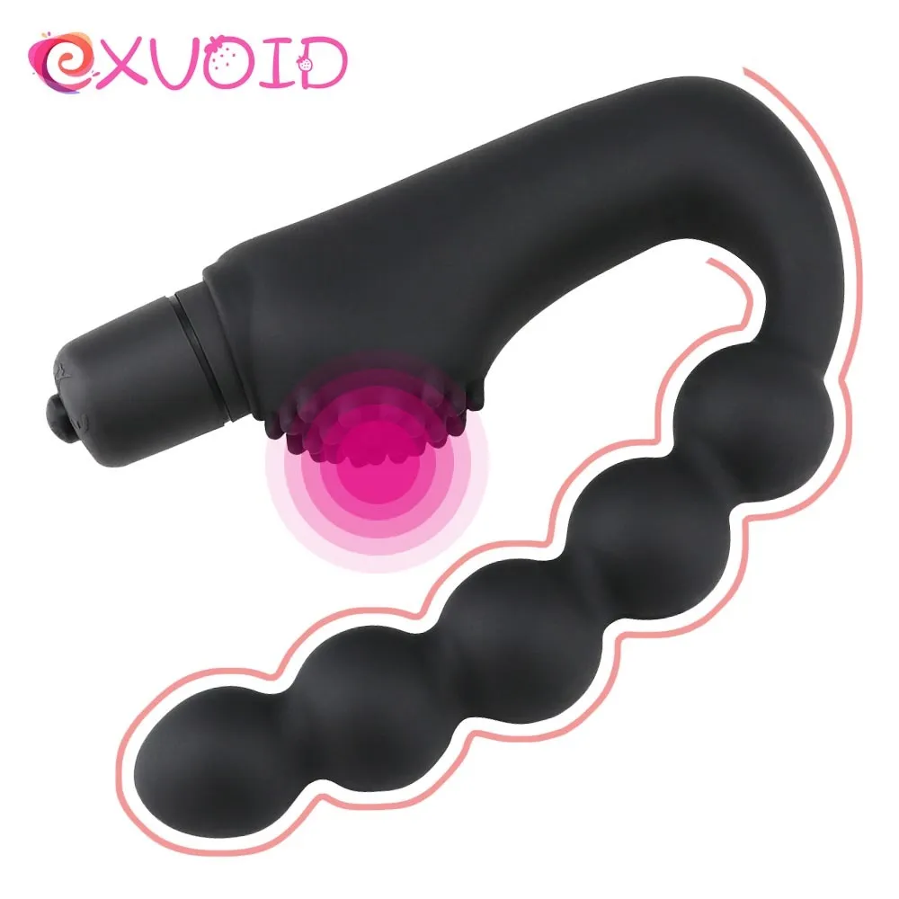 EXVOID-vibrador Anal de silicona para mujeres y adultos, tapón vibratorio para glúteos, masajeador de próstata, cuentas, juguetes sexys