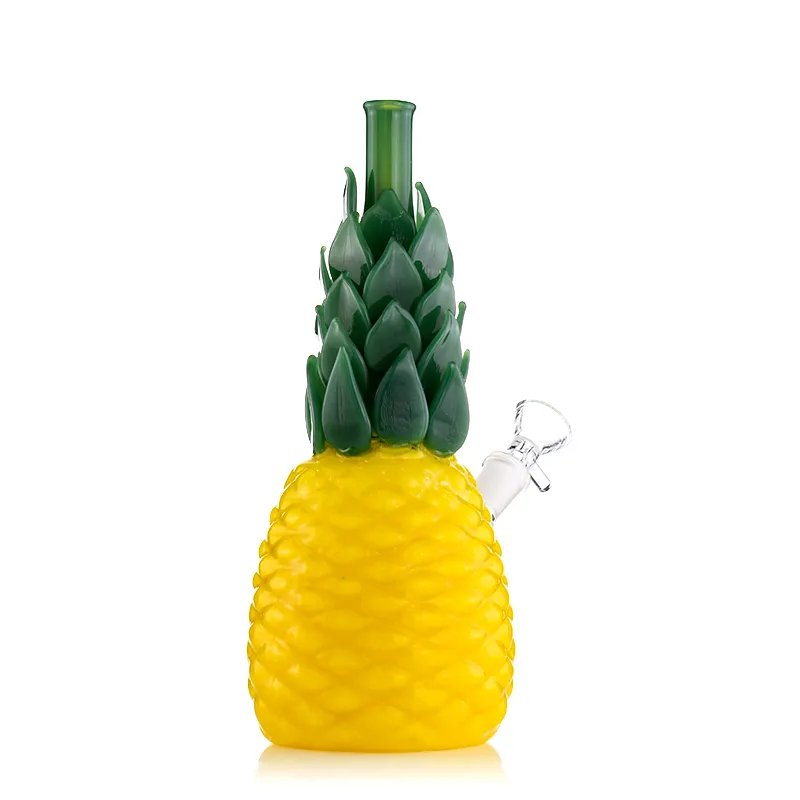 Bong in vetro narghilè a forma di ananas da 9,4 pollici con bocchino verde, percolatore a stelo diffuso, giunto femmina da 14 mm