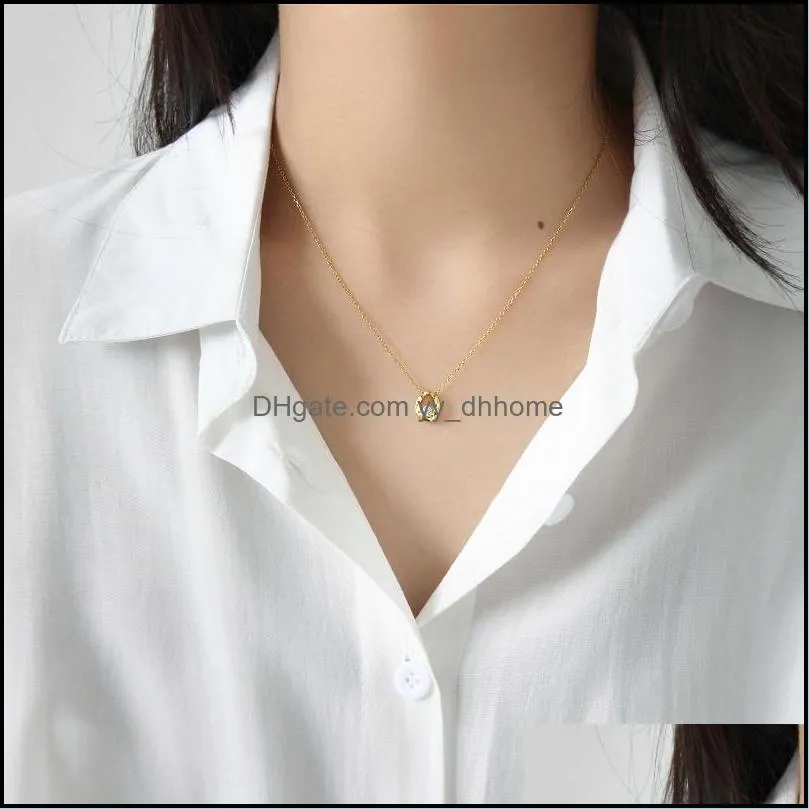 Authentic 925 Sterling Silver Zircon Drop Shape Pendant Necklace Gold Plated Necklaces Womens Charm Party Jewelry YMN130