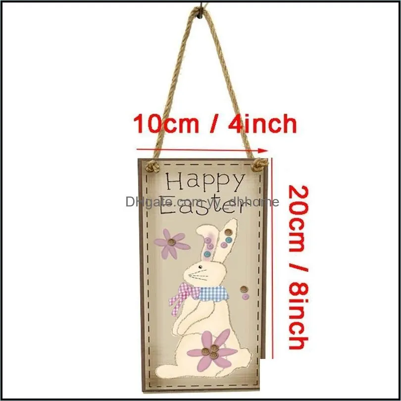 NEWEaster Decoration for Home Wooden Hanging Rabbit Pendant Ornament Happy Easter Party Wall Door Decor Sign 20x10cm RRD12405