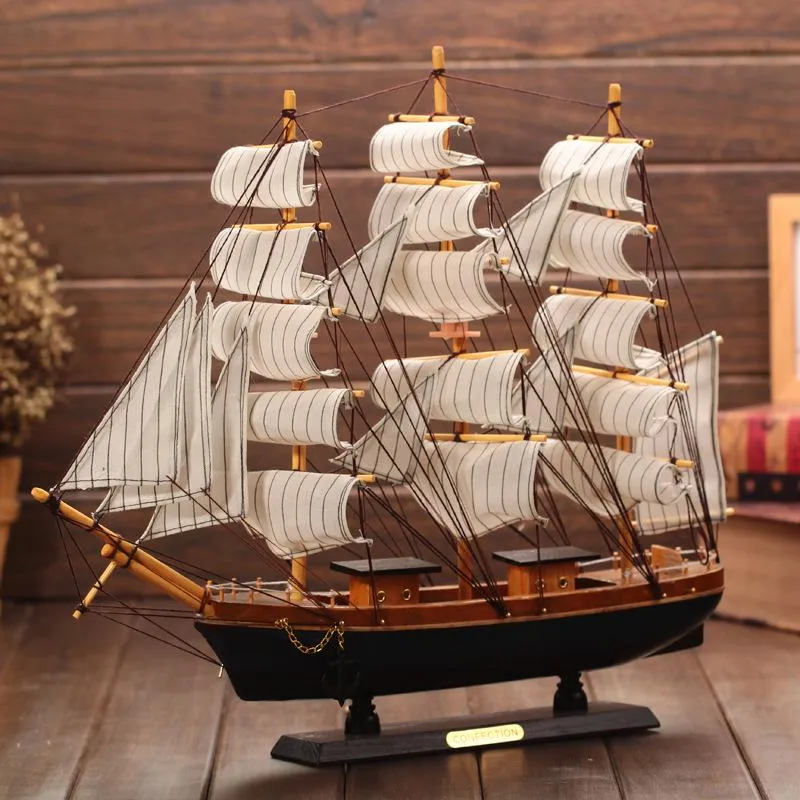 Decorative Objects & Figurines Creative Gifts For Students Mediterranean Sailing Smooth Desk Ornaments Wooden Crafts