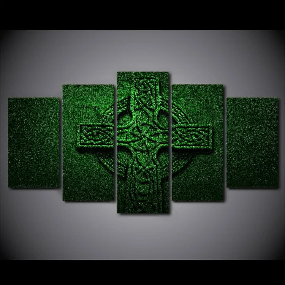 5sts Green Cross Jesus Christ Religion Poster Canvas Bild tryck Väggkonst Canvas Målningsväggdekor för vardagsrum ingen inramad