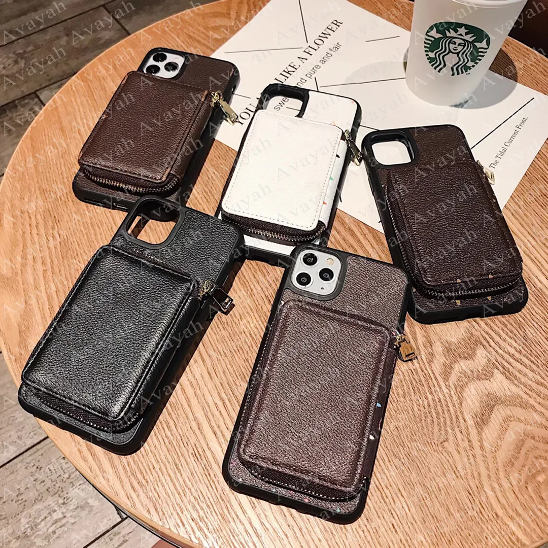 Luxury Pocket Leather Phone Cases With Zipper Storage For IPhone 14/14