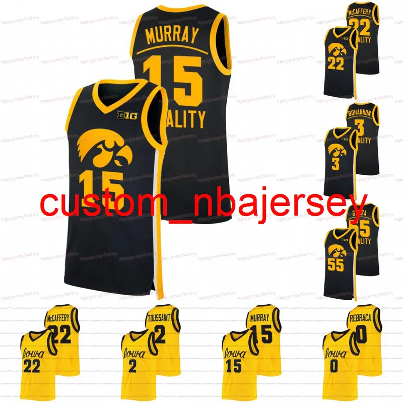 Custom Iowa Hawkeyes Black Equality NCAA Big Ten Jersey. 22 Patrick McCaffery 15 Keegan Murray 24 Kris Murray 55 Luka Garza 11 Tony Perkins