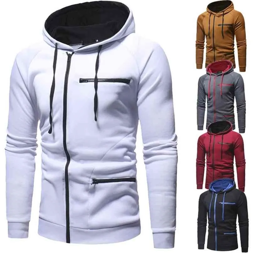 Slim Zipper Hommes Casual Cardigan Hoodies Automne Polaire À Capuche Sweats Hiver Running Vestes Sportswear S-3XL 210924