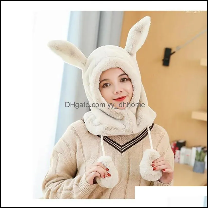 Bonnet / Skl Casquettes Chapeaux Chapeaux Foulards Gants Accessoires De Mode Oreille Chapeau En Peluche Dames Hiver Bavoir Un Cap Style Coréen Kawaii The Tide Neck Co