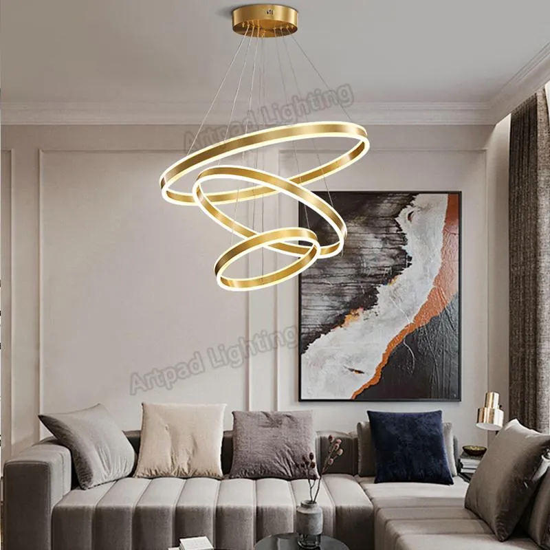 Pendant Lamps Postmodern Copper Living Room Chandelier Nordic LED Lights For Bedroom Luxury Lighting Adjustable Suspension WirePendant