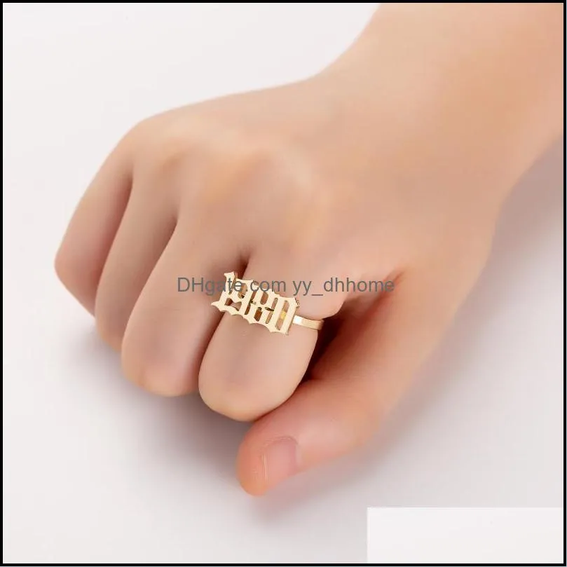 new fashion stainless steel rings for women korean 1985-1997 custom birth years number rings silver gold rose gold as gift best friend