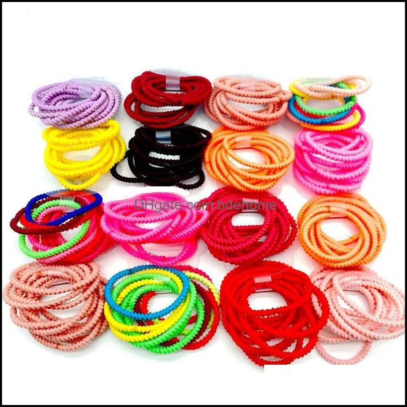 handmade solid color ties ring hair rubber hairbands elastic rope ponytail holder for kids girl fashion accessories