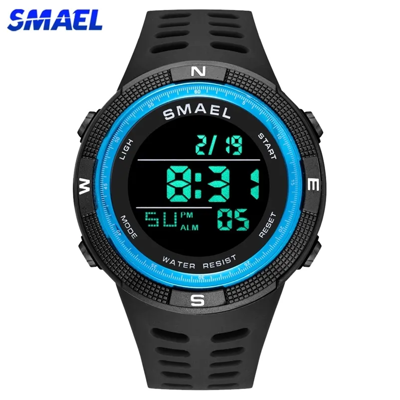 SMAEL Watch Men Outdoor Sport Chrono Digital Wristwatch Timer Waterproof Army Mens Watches LED Display Electronic Clock 220523