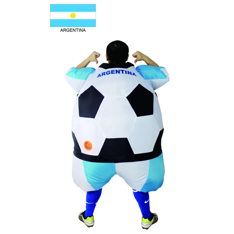 التميمة دمية زي القدم الكرة نفخ ازياء كرة القدم الأرجنتين كرة القدم الكرة زي الأرجنتين هالوين زي للبالغين