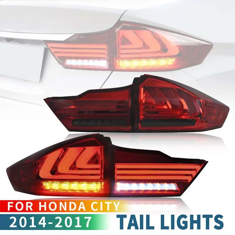 Brown / Red Tail Light Daytime Running Lighting para Honda City 2014-2017 Carro LED Taillight Assembly Modificado Lâmpada de névoa de freio