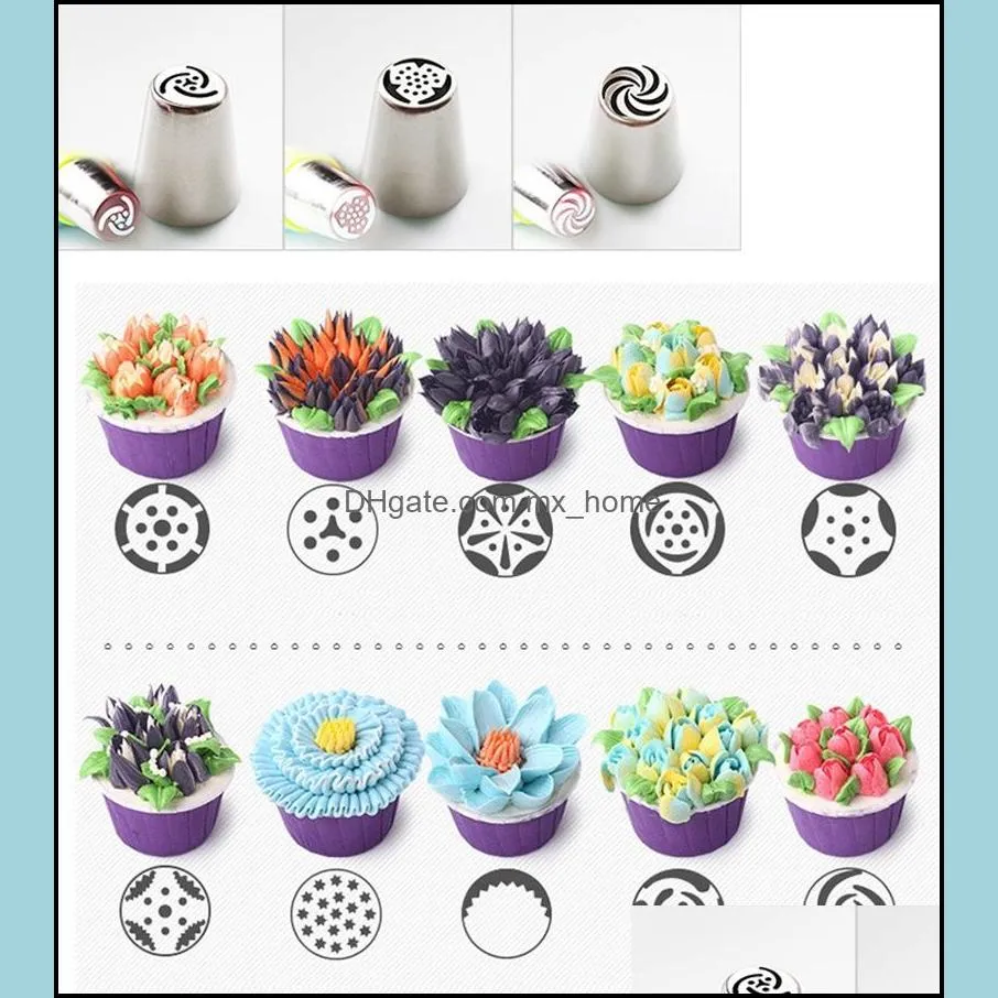 pastry nozzles tips russian icing cake tools piping rose flower cream decoration tip tool 68 designs cyl-yw1089