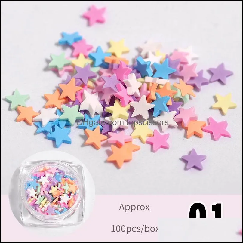 10pcs 3D Heart Star Nail Art Decorations Gradient Colorful Soft Fudge Designs Sweet Candy DIY Accessories For Nails Manicure