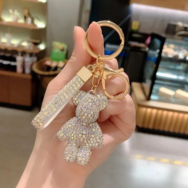 Creative Diamond Studded Violent Bear Teddy Keychain Fashionable