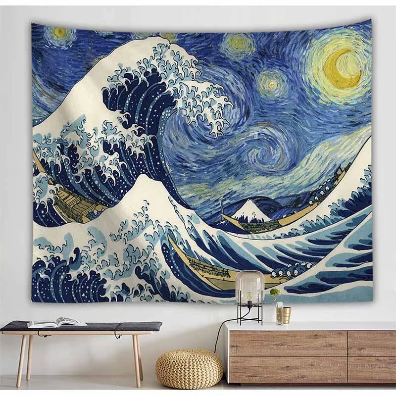 Tapestries Landscape Ocean Wave Tapestry Wall Hanging Backdrop Decor Hippie Cloth Art Blanket Beach Towel TapisserieTapestries