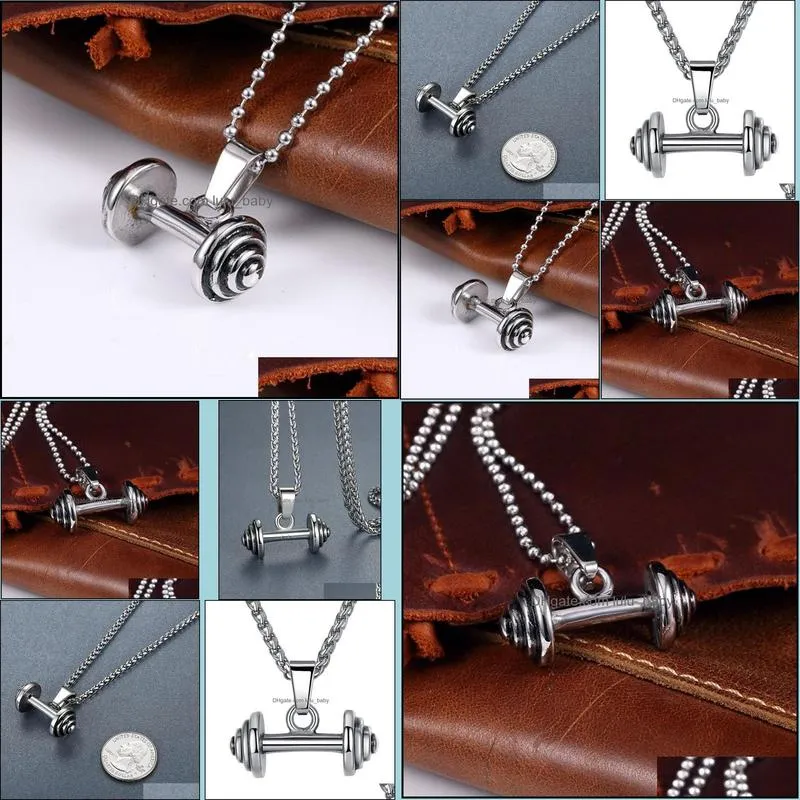 dumbbell pendant necklaces luxury necklace bodybuilding gym barbell necklace