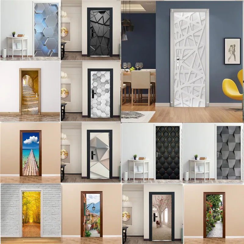 3D Decoração de portas Papel de parede Modern Design Sticker Auto Adesivo Poster à prova d'água Home re -mural Decal Deur adesivo 220716