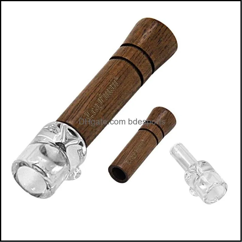 Glass Cigarette Holder Smoking Pipes Walnut Wood Removable Woodiness Suction Nozzle Eco Friendly Wear Resistant Style 8xb O2