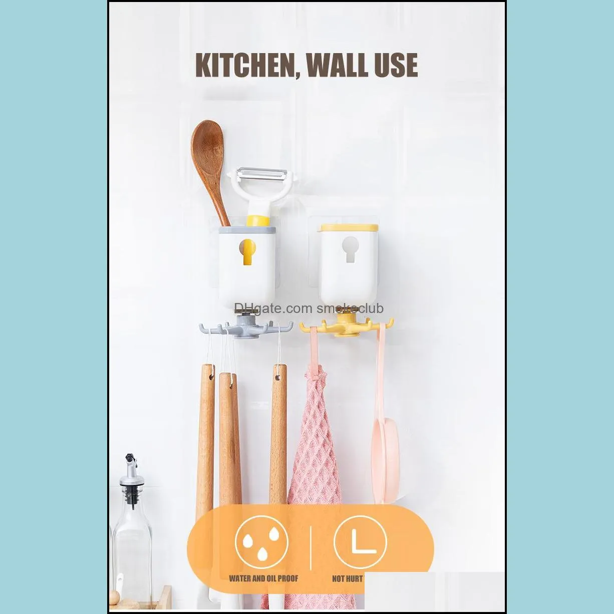 Kitchen Hook Multi-Purpose Hooks 360 Degrees Rotated Rotatable Rack For Organizer and Storage Spoon Hanger Accessories