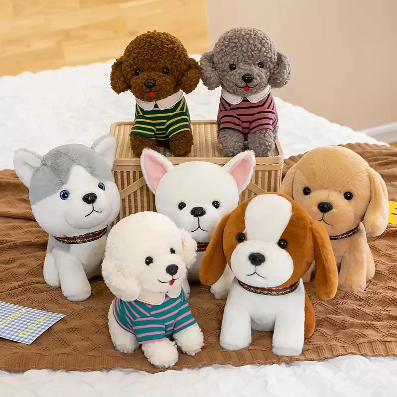 söt hund teddy husky guld retriever doll prydnad dekoration barn födelsedag presentimulering plysch leksak