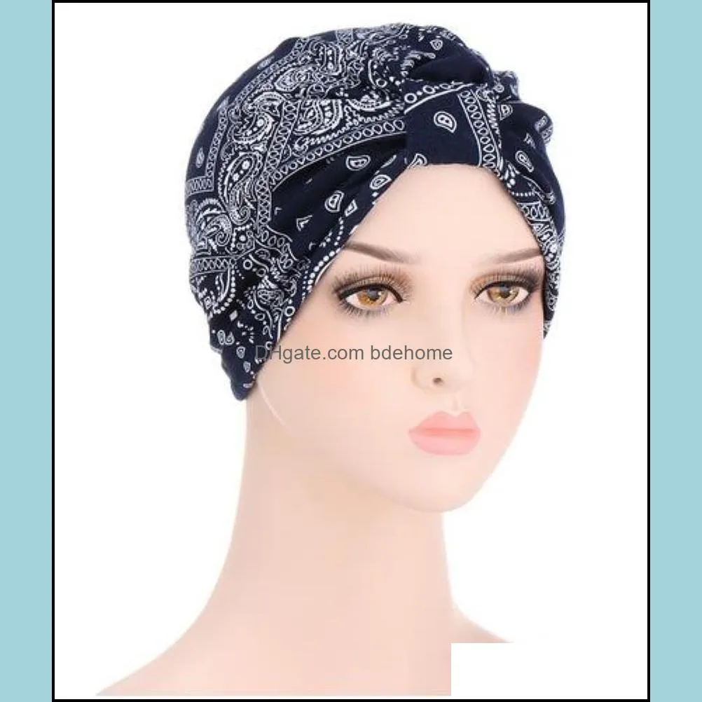 Womens Chemo Cap Cancer Hat Flower Printed Muslim Hair Scarf Turban Head Wrap Cover Skullies Beanies Random Color Usvn3 Beanieskull Ca