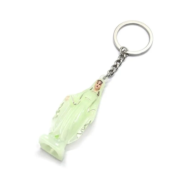 Decorative Objects & Figurines Catholic Keychain Holy Mother Glow In The Dark Key Ring Pendant CharmDecorative