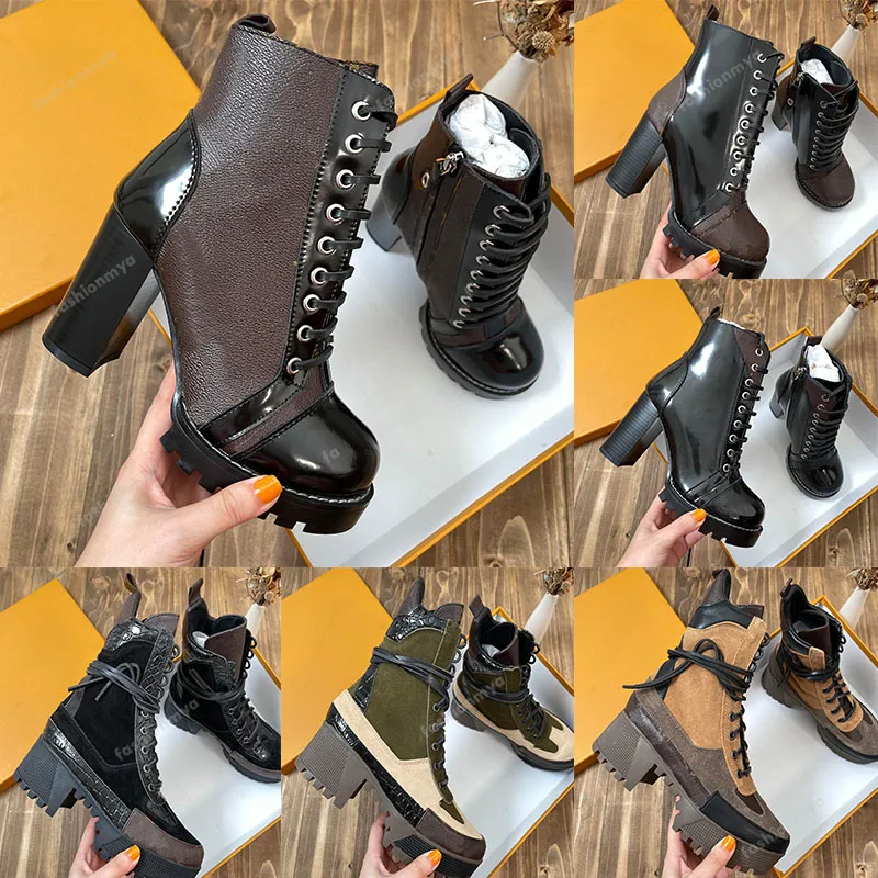 Designer Boot Women Real Leather Classic Bootiess Womens Shoes Platform Calfskin Fashion Winter Chunky Heel Diamond Boots