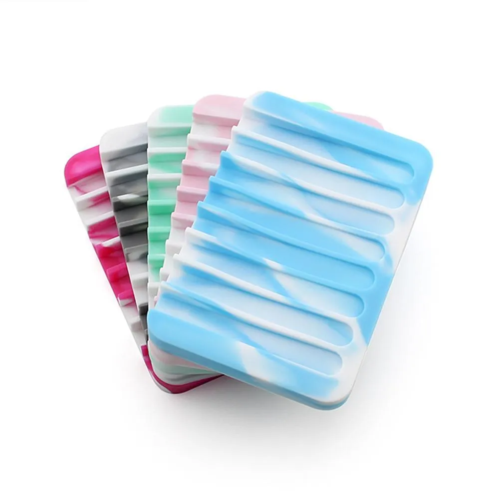 Multicolor Water Drainage Anti Skid Soap Box Silicone Soap Dishes Bathroom Soap Holders Case Home Bathroom Supplies 