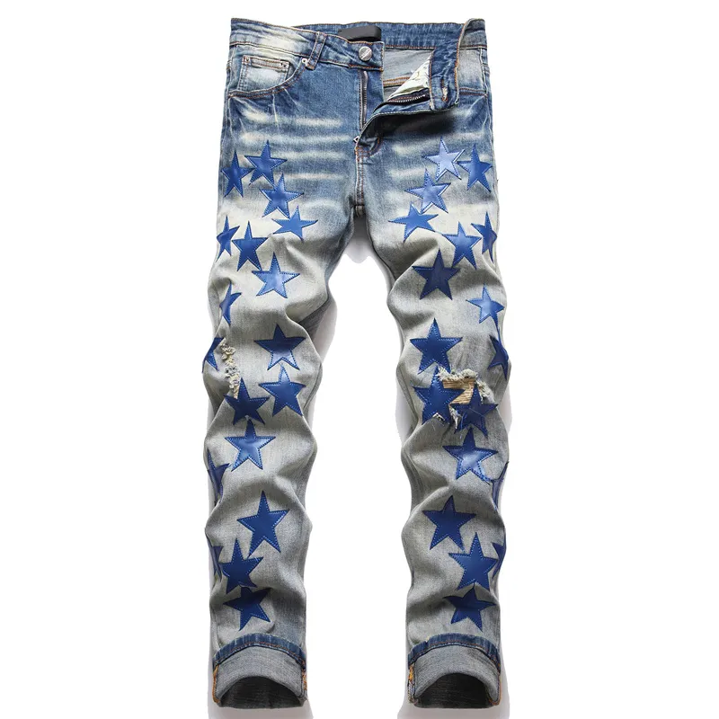 Plus Größe Designer Jeans Herren Denim Stickerei Hosen Mode Löcher Hosen US Größe Hip Hop Distressed Zipper Hosen Für Männer 2023 Top Verkauf 3322