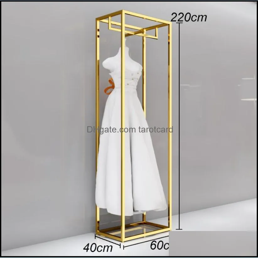 Wedding dress rack high grade display frame Commercial Furniture floor type gold special studio dresses shelf iron clothing store clothes