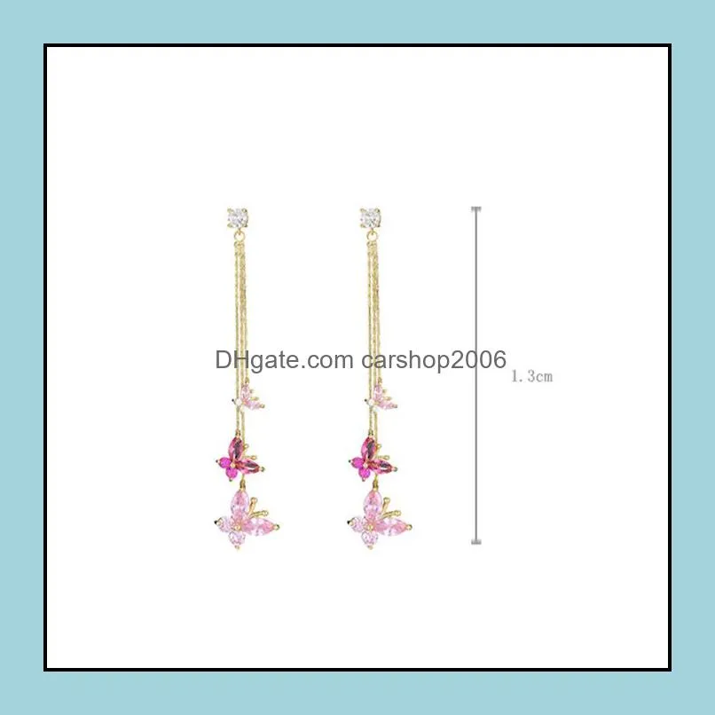 mini purple dangle earrings jewelry colorful zircon drop earring bling crystal ear stud for summer accessories girls a20z