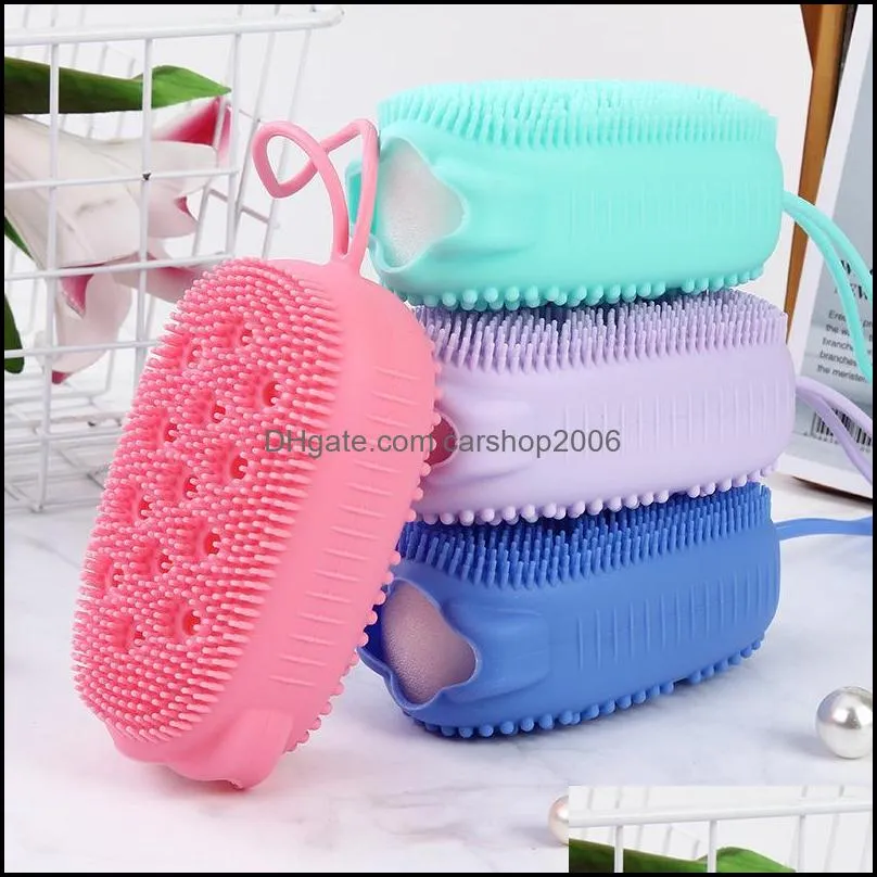 NEWSilicone Soft Bubble bath scrub putty scrub back rub household children`s bath brush Quick foaming clean brush RRE11648