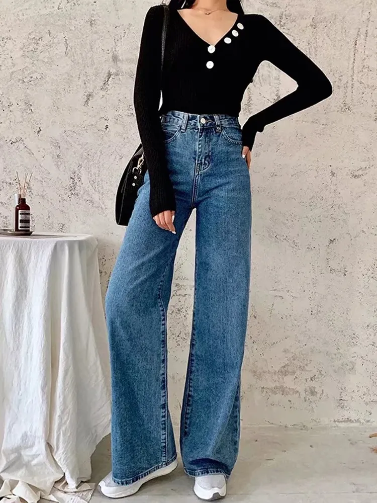 Korean fashion hotsell high waisted jeans