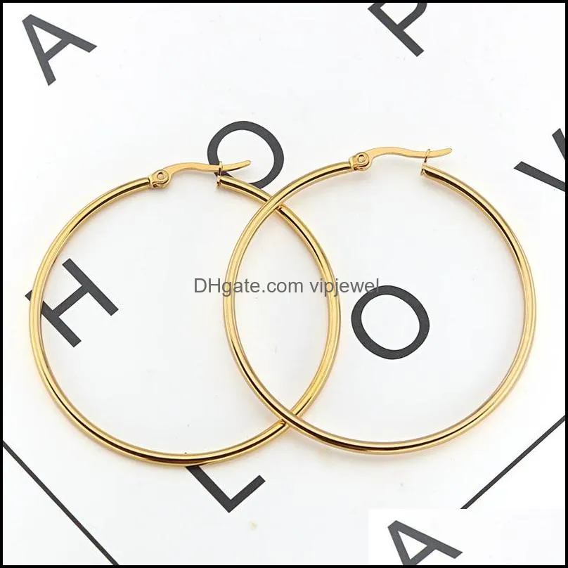 classic multi size hoop earrings gold rose gold stainless steel earrings elegant simple jewelry for women girls gift wholesale-z