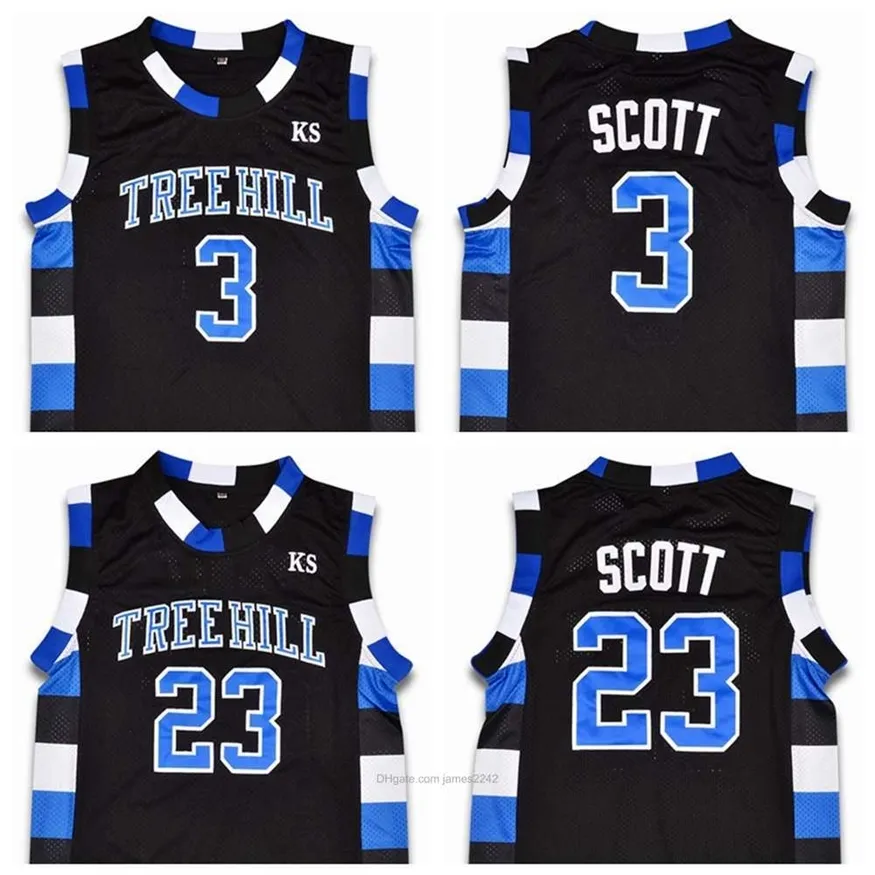 Nikivip Ship From US # 3 Lucas Scott La versione cinematografica di One Tree Hill Maglia da basket Brother Movie 23 All Stitched Black Size S-3XL