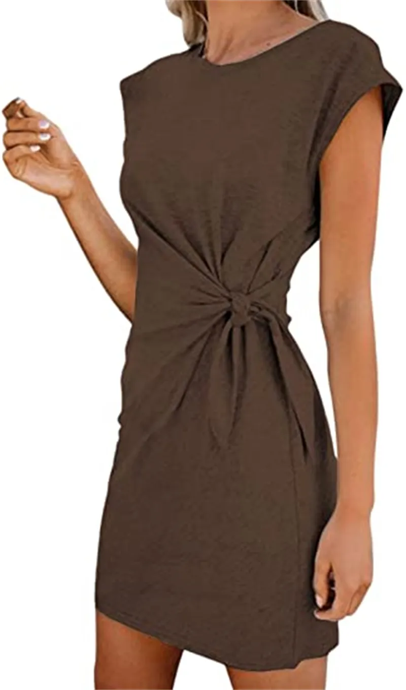 Women's casual long cotton T-shirt dress with belted waist and lantern  sleeves from Dhgate Women's T-Shirt - price 40.21