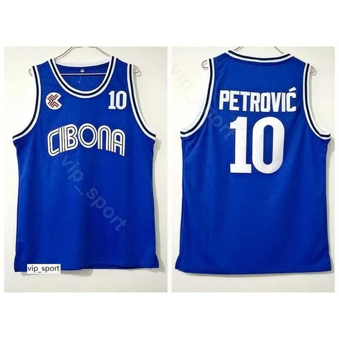 SJZL98 CIBONA ZAGREB COLLEGE DRAZEN PETROVIC JERSEY 10 MEN TEAM COLOR COLOR BLUE UNIVERSION PETROVIC BASKETBALL JERSEY UNIFORME ALLIRABLE