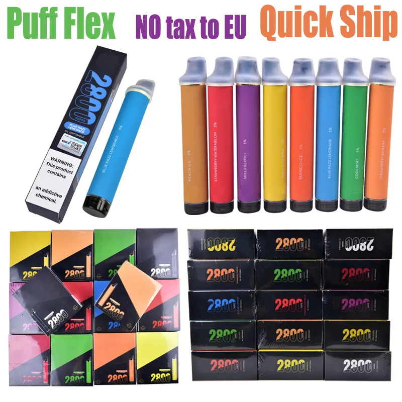 Puff Flex 2800 Puffs Disposable Vape Pen 2% 5% Pods Device E Cigarette Vape Kits 850mah Battery Pre-filled